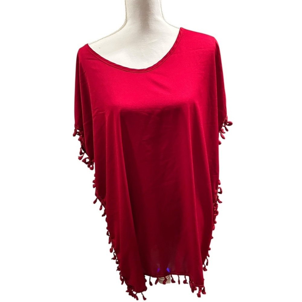 Red Tassel Swim Cover-Up OS
